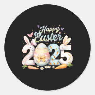 Happy Oaster 2025 Bunny Rabbit Face Ostertag Wom Runder Aufkleber