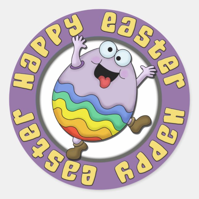 Happy Oaster Albern Egg Runder Aufkleber (Vorderseite)
