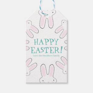 Happy Oaster aquamarine, weiße benutzerdefinierte  Geschenkanhänger