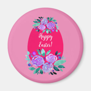 Happy Oaster Aquarell Blumenrosa Ei Magnet