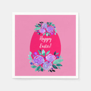 Happy Oaster Aquarell Blumenrosa Ei Serviette