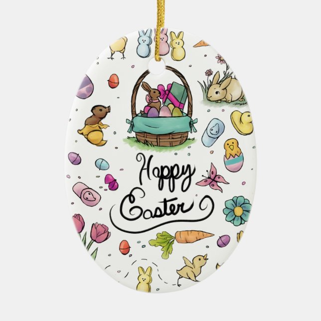 Happy Oaster Art Keramik Ornament (Vorne)