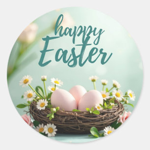 Happy Oaster Aufkleber mit Eiern im Nest