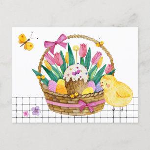 Happy Oaster Basket Chicks & Eiern Postkarte