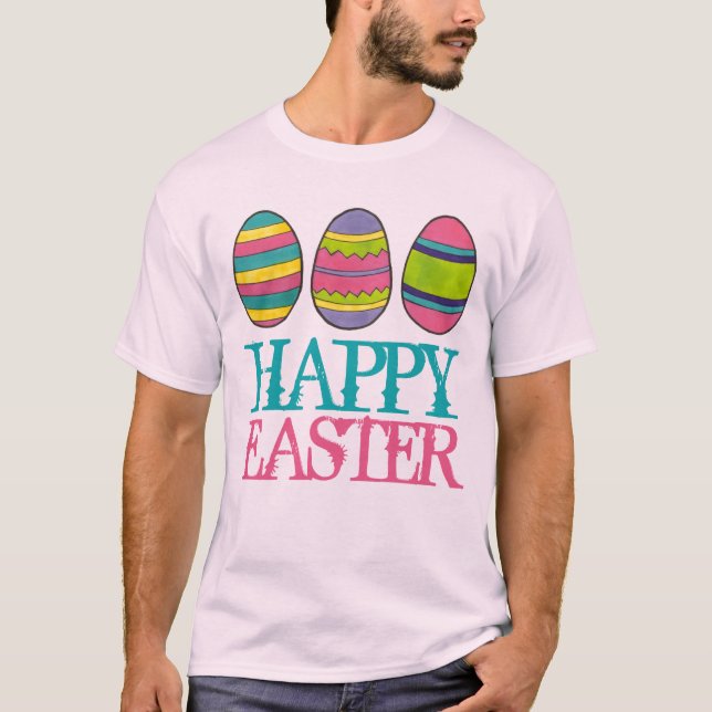 Happy Oaster Basket gestrichen Eier Jagd Eier T-Shirt (Vorderseite)