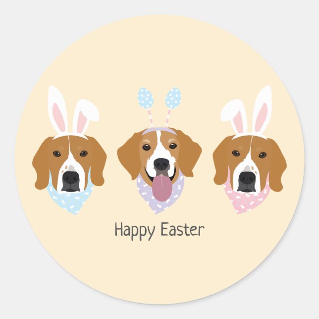 Happy Oaster Beagle Hunde Runder Aufkleber (Vorderseite)