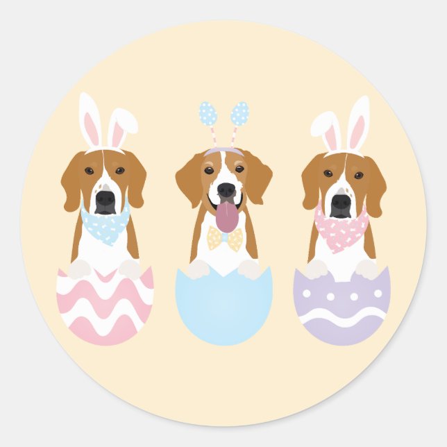 Happy Oaster Beagle Hunde Runder Aufkleber (Vorderseite)