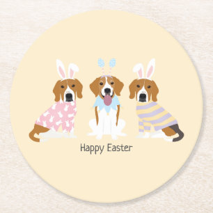 Happy Oaster Beagle Hunde Runder Pappuntersetzer