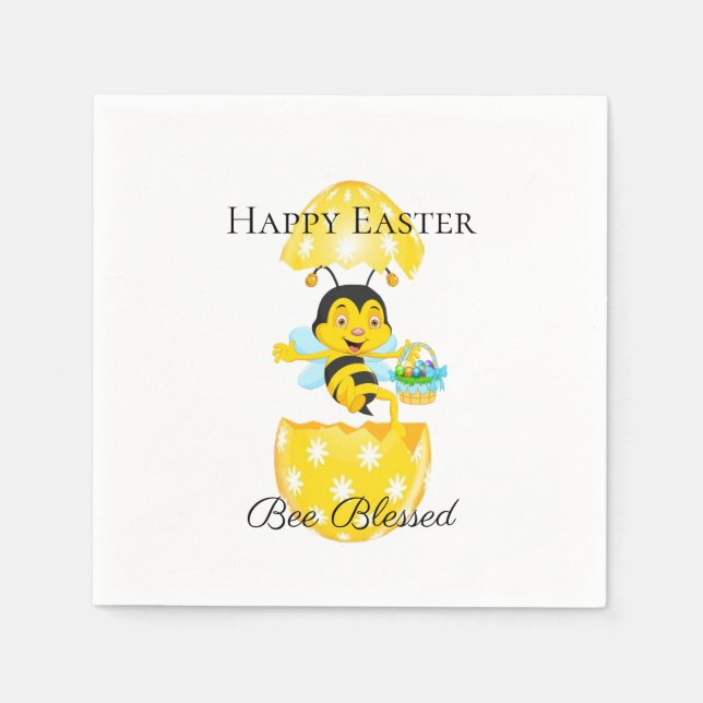 Happy Oaster Bee Gesegneter Cartoon Serviette (Vorderseite)