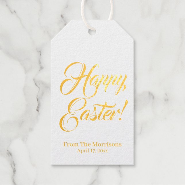 Happy Oaster benutzerdefinierte Skriptkalligrafie  Geschenkanhänger (Vorderseite)