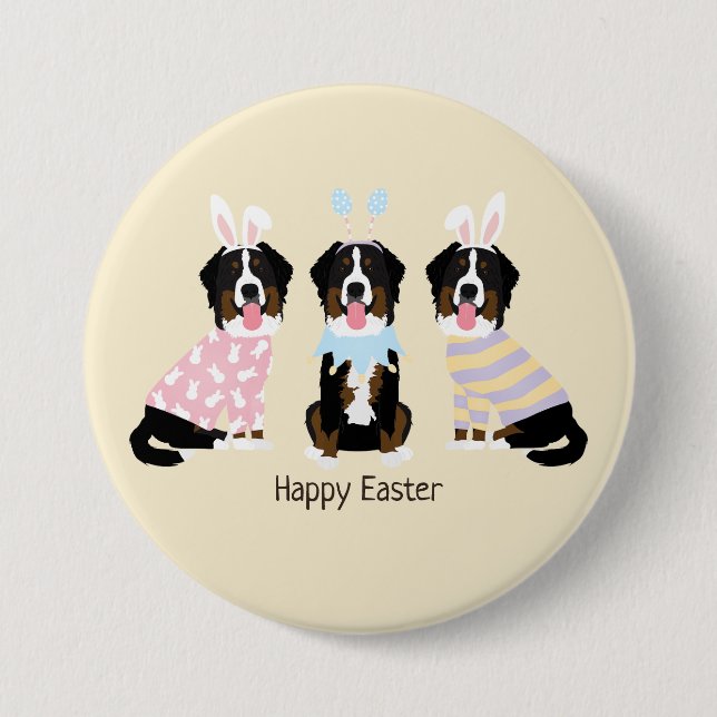 Happy Oaster Bernese Mountain Hunde Button (Vorderseite)