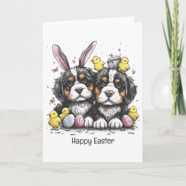 Happy Oaster Bernese Mountain Hunde Feiertagskarte (Vorderseite)