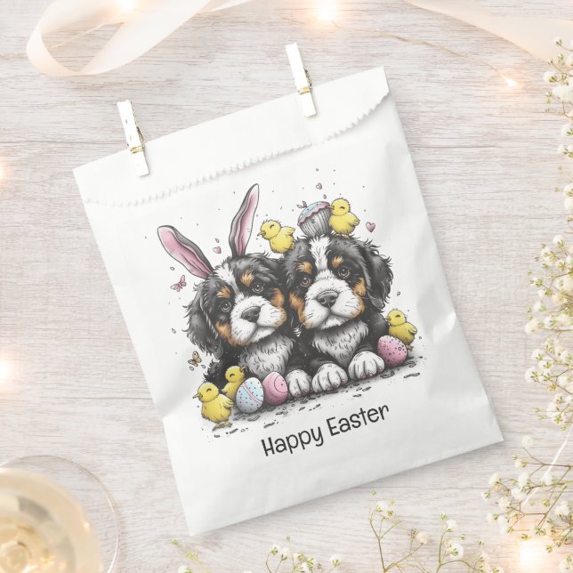 Happy Oaster Bernese Mountain Hunde Geschenktütchen (Ausgeschnitten)