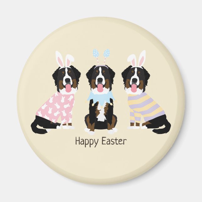 Happy Oaster Bernese Mountain Hunde Magnet (Vorne)