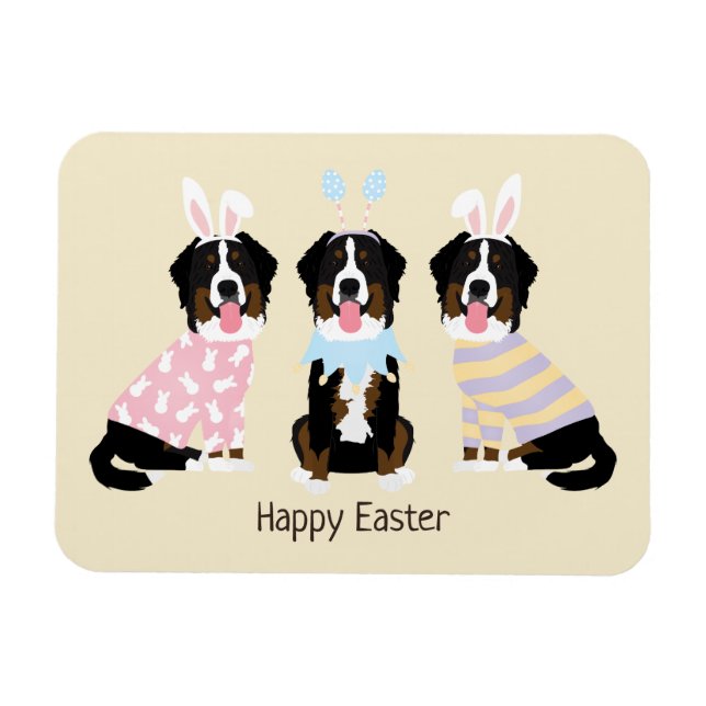Happy Oaster Bernese Mountain Hunde Magnet (Horizontal)