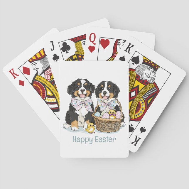 Happy Oaster Bernese Mountain Hunde Spielkarten (Rückseite)