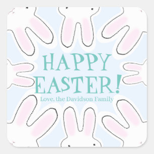 Happy Oaster blassblauer niedlicher Text Quadratischer Aufkleber