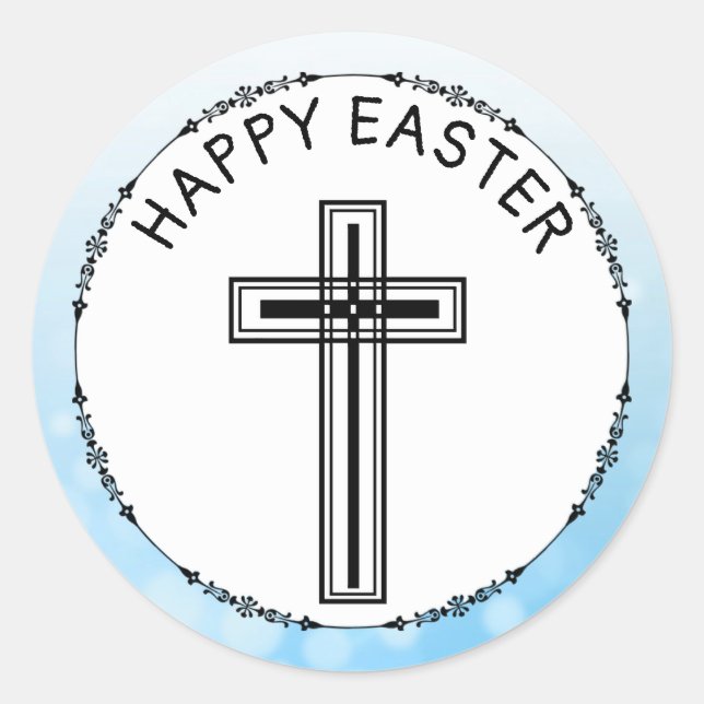 Happy Oaster Blue Cross Religious Stickers (Vorderseite)