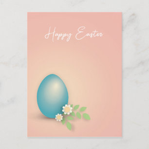 Happy Oaster Blue Egg in Pink Postkarte