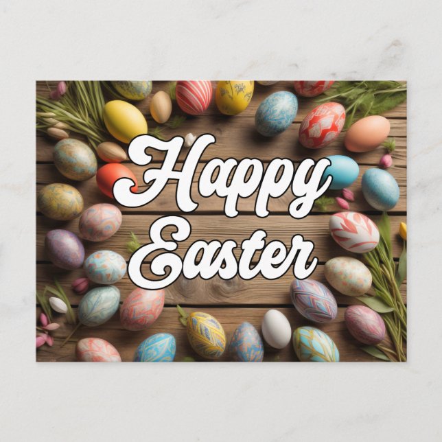 Happy Oaster Blume & Eggs Collage Postkarte (Vorderseite)