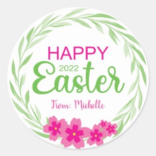 Happy Oaster Blume (Pink Green) Aufkleber