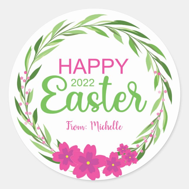 Happy Oaster Blume (Pink Green) Aufkleber (Vorderseite)