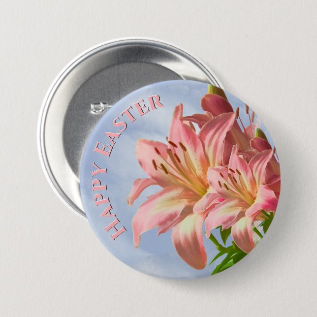 Happy Oaster - Blumenfotografie Pink Osterlilie Button (Vorne & Hinten)