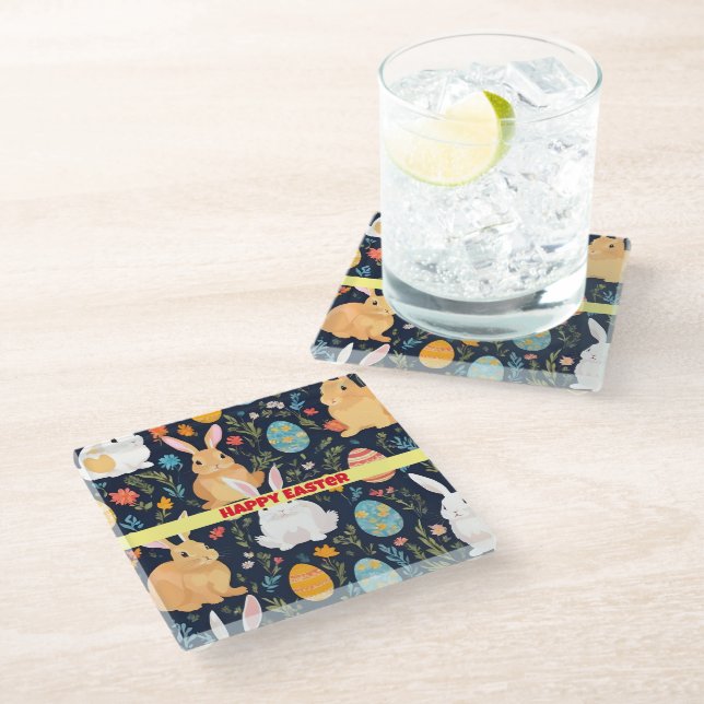 Happy Oaster Boho Bunny Collection Glasuntersetzer (Schrägansicht)