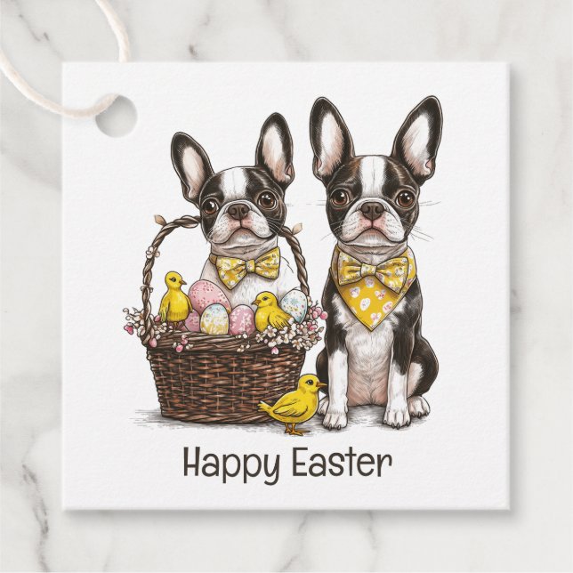 Happy Oaster Boston Terrier Dogs Geschenkanhänger (Vorderseite)