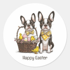 Happy Oaster Boston Terrier Dogs Runder Aufkleber