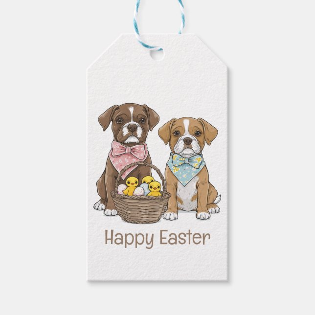 Happy Oaster Boxer Hunde Geschenkanhänger (Vorderseite)