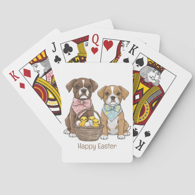 Happy Oaster Boxer Hunde Spielkarten (Rückseite)
