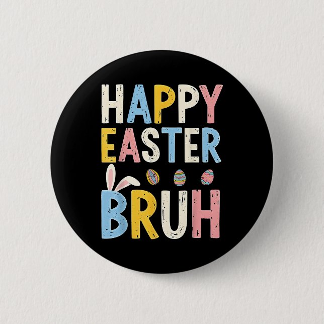 Happy Oaster Bruh Meme Funny Bunny Bro Teens Boys Button (Vorderseite)