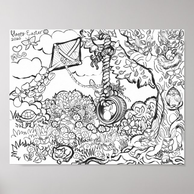 Happy Oaster Bunnies Ei Hunt Kunstdrucken Poster (Vorne)