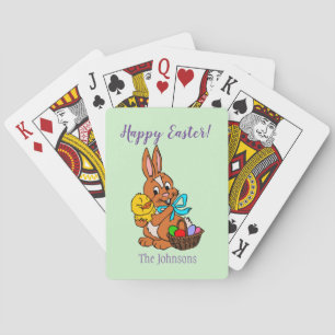 Happy Oaster Bunny and Chick Deko of Playing Cards Spielkarten