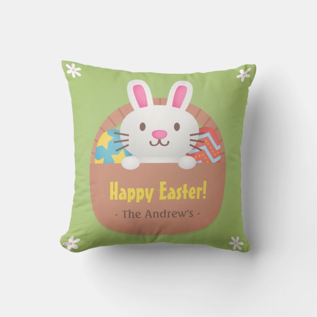 Happy Oaster Bunny and Eggs Room Decke Kissen (Vorderseite)