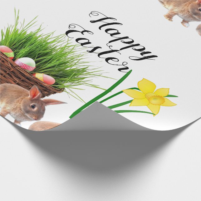 Happy Oaster Bunny and Holiday Basket Geschenkpapier (Ecke)