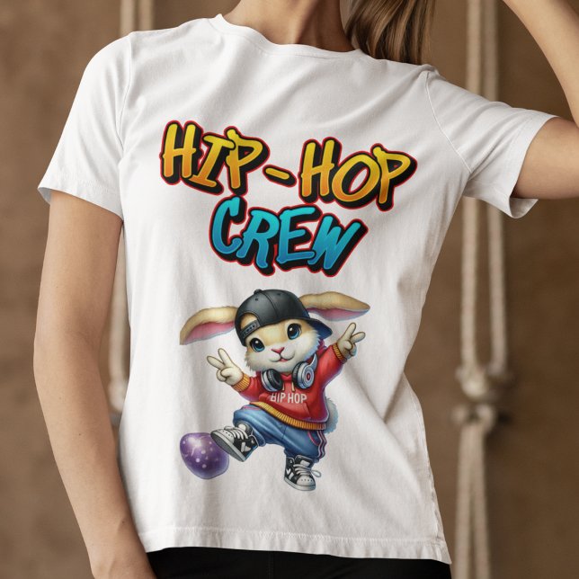 Happy Oaster Bunny Angesagt-Hop Crew T-Shirt (Von Creator hochgeladen)