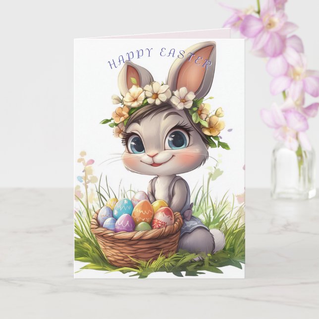 Happy Oaster Bunny Basket Eggs Blume Karte (Orchidee)