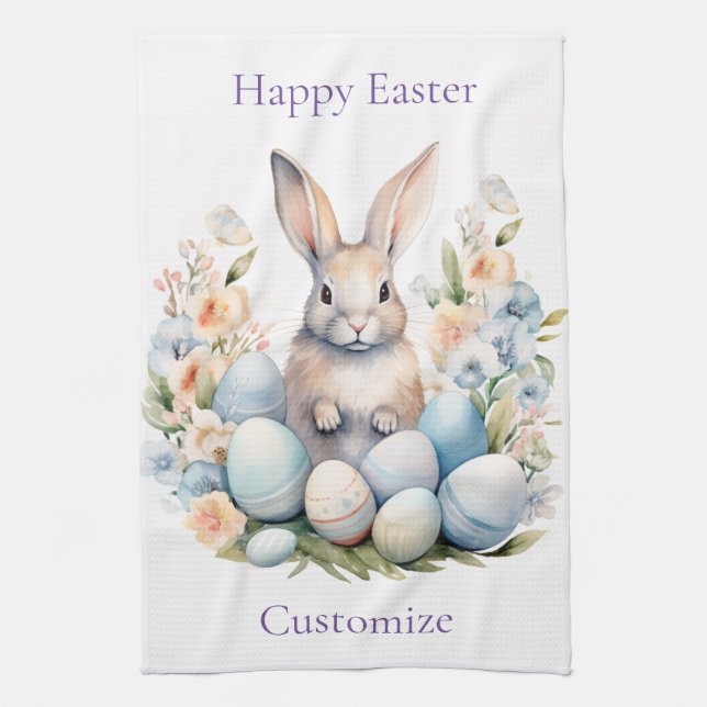 Happy Oaster Bunny Basket Thunder_Cove Geschirrtuch (Vertikal)