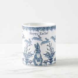 Happy Oaster Bunny Blue White Rabbit Muster Delft Kaffeetasse