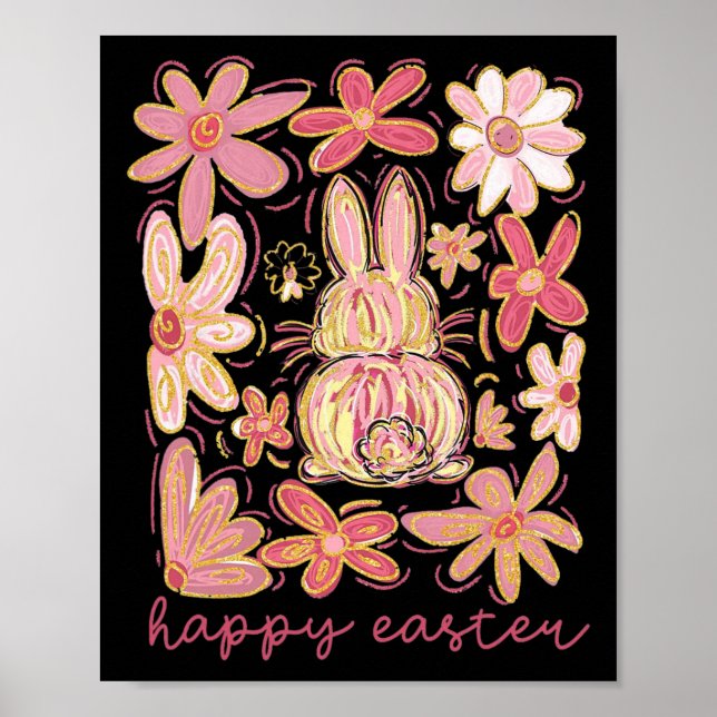 Happy Oaster Bunny Boho Ostercoquette Button Poster (Vorne)