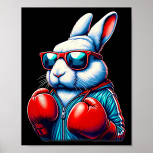 Happy Oaster Bunny Boxing Rabbit Männer Frauen Kin Poster