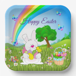 Happy Oaster Bunny Cfarbred Eggs Niedlich Pappteller