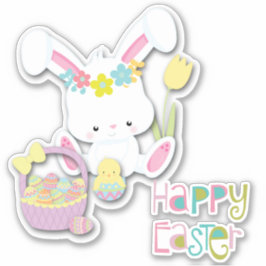 Happy Oaster Bunny, Chick und Basket Aufkleber