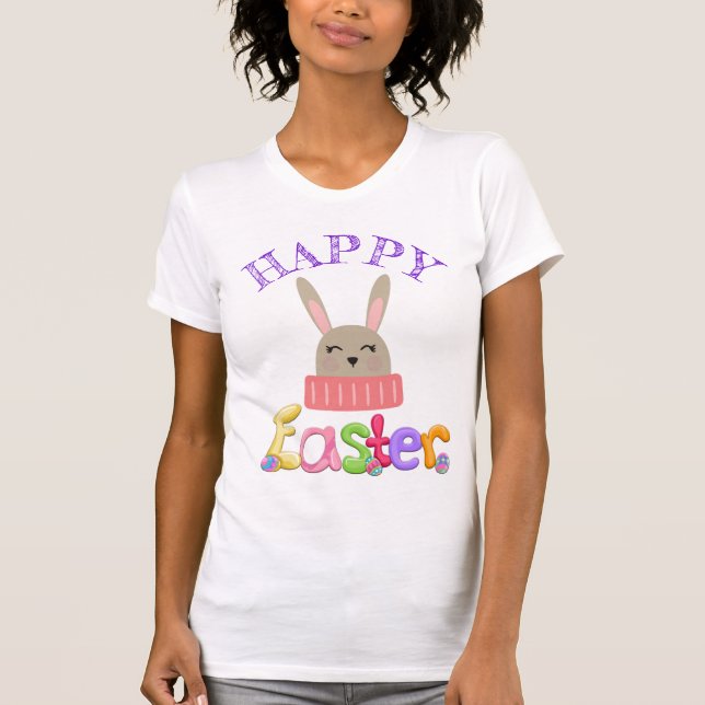 Happy Oaster Bunny Design T-Shirt (Vorderseite)