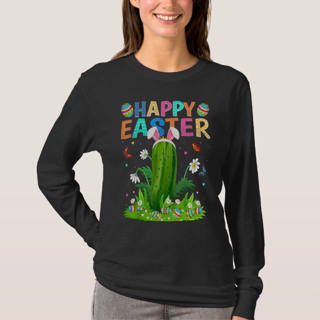 Happy Oaster Bunny Egg Funny Cucumber Osterfest T-Shirt (Vorderseite)