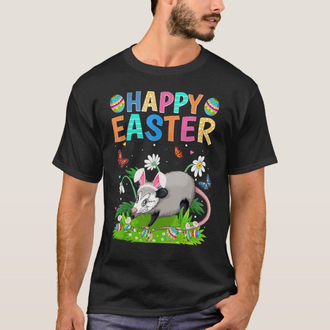 Happy Oaster Bunny Egg Funny Opossum Ostern Sonnta T-Shirt (Vorderseite)