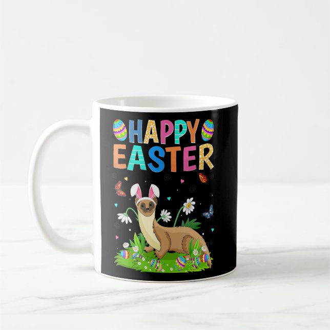 Happy Oaster Bunny Egg Funny Weasel Ostersonntag Kaffeetasse (Links)