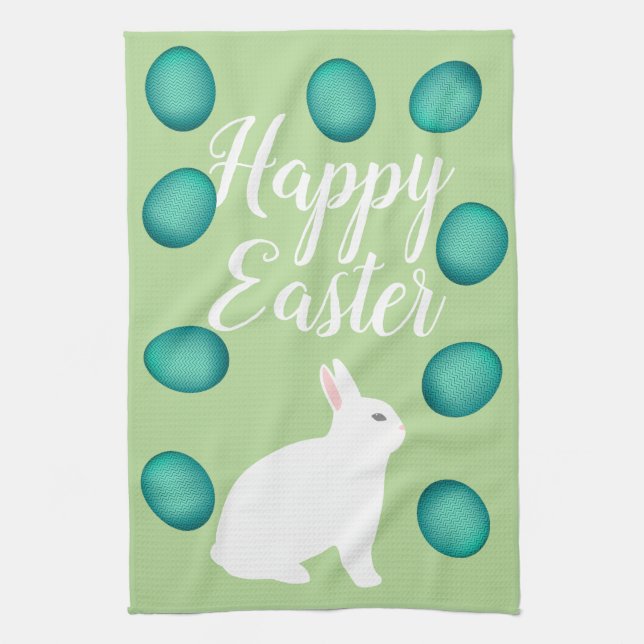 Happy Oaster Bunny & Eggs Geschirrtuch (Vertikal)